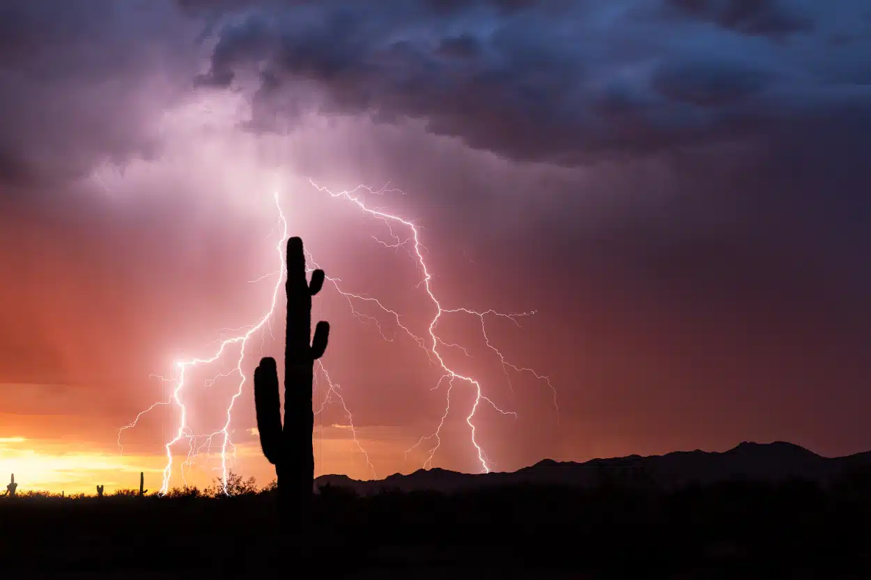Photo of lightning near Tucson representing a power surge